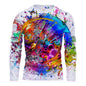 Fashion Colorful Graffiti 3d Printed Men's Long Sleeve Top Trend Creative T-Shirt Casual Loose O Collar Quality Comfortable Top