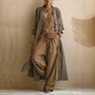 Women Casual Loose Long Sleeve 3 Piece Suits Autumn Vintage Solid Street Outfits Sexy V-neck Top + Long Pant + Cardigan Set