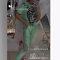 Spring Women Suit Print O-neck Short Sleeve Top Lace Up Long Pants Suits Female New Casual Elegant Trendy Ladies Clothes