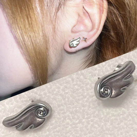 Y2K Wings Earrings Vintage Frosted Angel Ear Stud for Women Fashion Creativity Wings Earrings Korean Jewelry Accessories Gifts