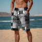 Hyper-Real 3D Plaid Men's Shorts - Eye-Catching Check Pattern with Depth Illusion, Perfect for Summer Casual Wear