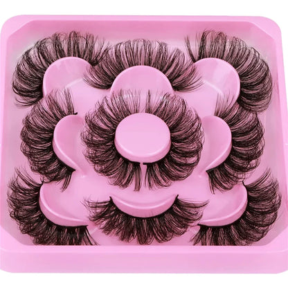 5 Pairs Russian Strip Lashes Fluffy Mink Lashes 3D False Eyelashes Russian Volume Eyelashes Fake Eyelash Extension Make Up