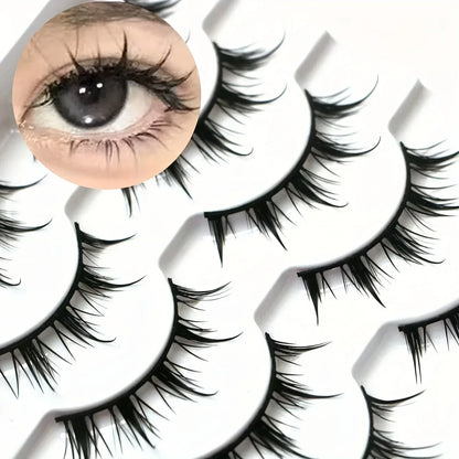 Anime-Inspired False Eyelashes, 5 Pairs Cartoon Eye Faux Lashes, Dramatic Look Demon Style, Volumizing & Lengthening