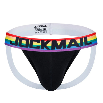 2pcs/Lot Men Underwear Jockstrap Thong Cotton Rainbow Sexy Sissy Mens Briefs Tangas De Homrbre Cueca Gay Underwear Breathable