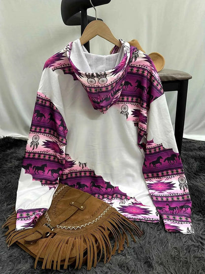 Women's Ethnic Style Retro Print Hoodie