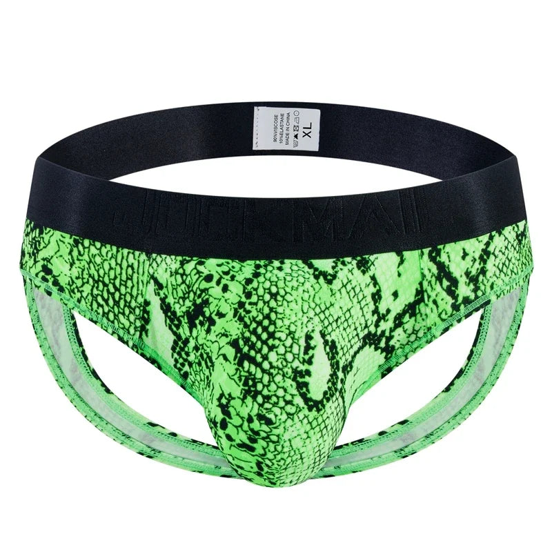 Sexy Leopard Hollow Men's Briefs  Men Underwear Low Waist Gay Jockstrap Panties Bikini Sissy Underpants Male Thong Breathable