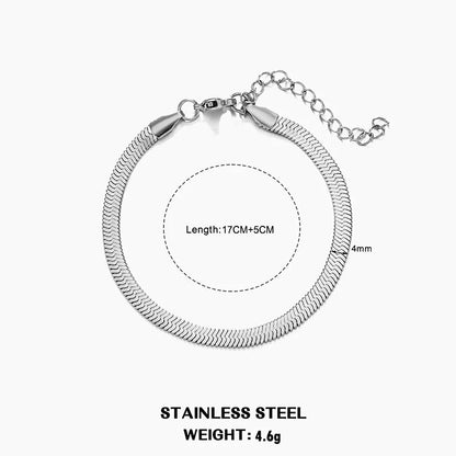 Hot Classic Unisex Flat Snake Chain Choker Necklace For Women Stainless Steel Herringbone Gold Silver Color Fashion Jewelry Gift