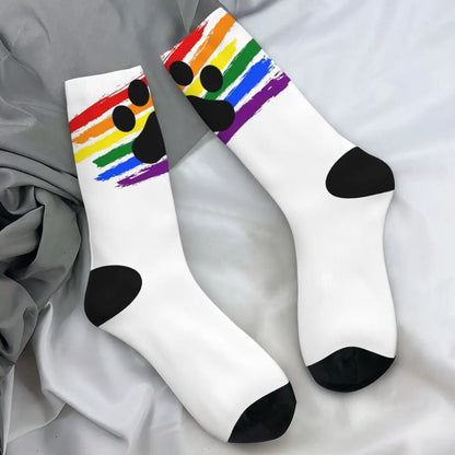 Men's Socks Pup Paw Rainbow Crew Socks