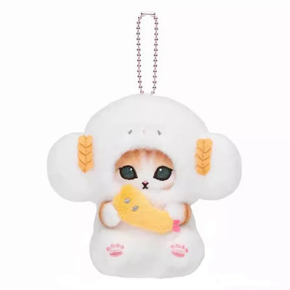 Kawaii Frog & Kitty Plush Keychain