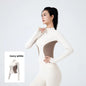 Women's Stand Collar Color Block Fitness Cardigan Trendy