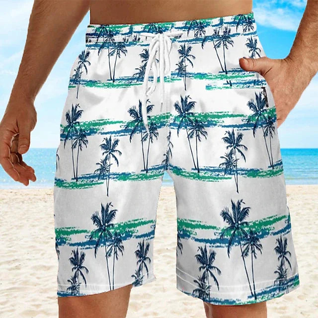 Men's Hawaiian Swim Trunks Surf Trunks Palm Tree Shorts Fashion Street Trend Casual Daily Vacation Elastic Waist Design Clothing