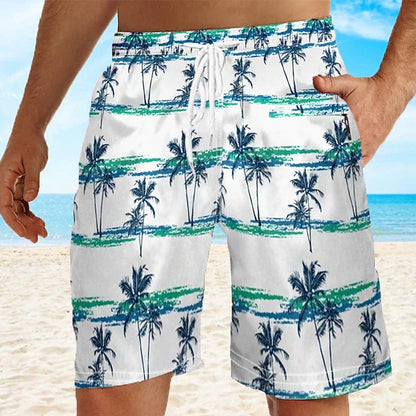 Men's Hawaiian Swim Trunks Surf Trunks Palm Tree Shorts Fashion Street Trend Casual Daily Vacation Elastic Waist Design Clothing