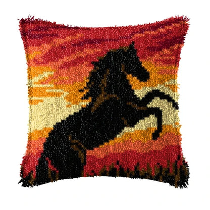 Cow Horse Elephant Animal Carpet Embroidery Set Cartoon Cat Smyrna Latch Hook Kit DIY Knot Pillow Package Pillow Buttons Package