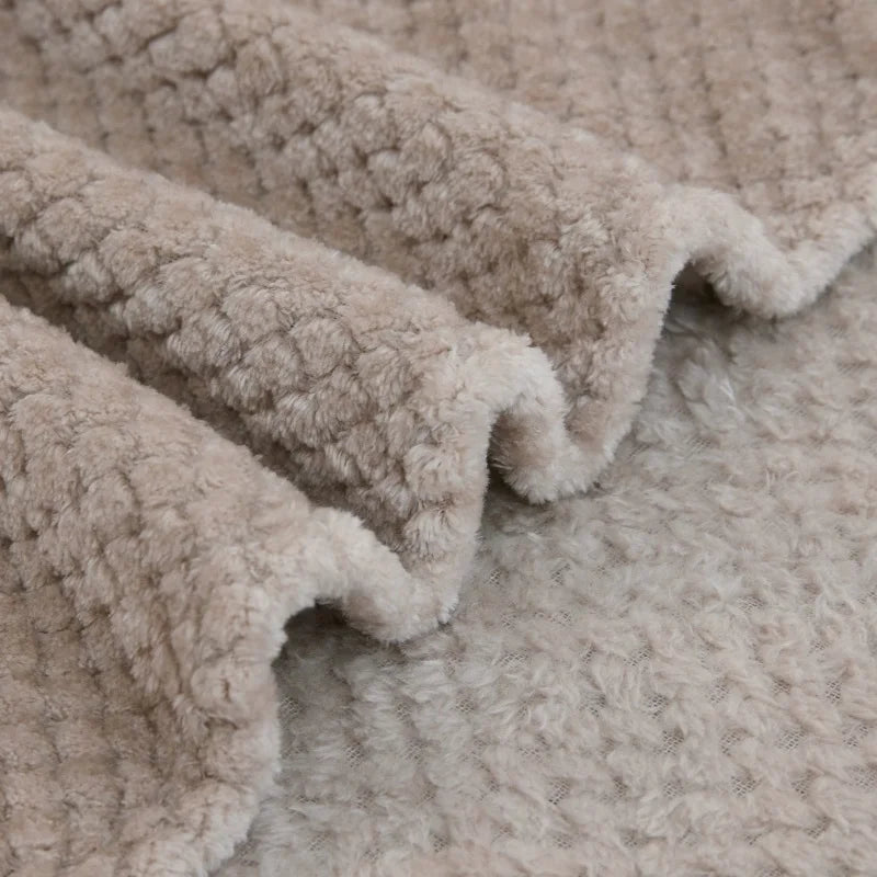 Fluffy Coral Velvet Blanket Flannel Plush Comfortable Thickened and Warm Soft Sofa Throw Blanket for Air-Conditioned Room Luxury