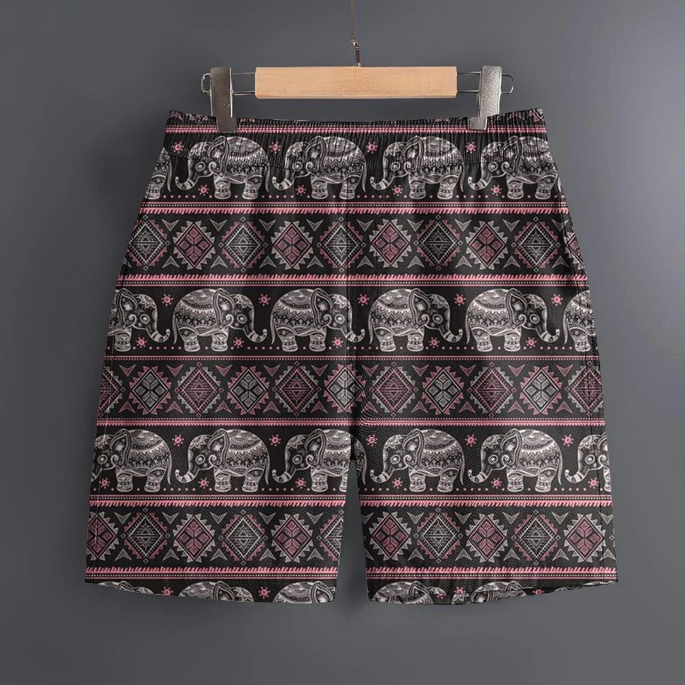 Men's Hawaiian 3D Elephant Ethnic Pattern Beach Shorts Quick Dry Outdoor Leisure Sports Shorts Fashion Men's Shorts