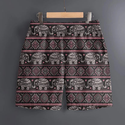 Men's Hawaiian 3D Elephant Ethnic Pattern Beach Shorts Quick Dry Outdoor Leisure Sports Shorts Fashion Men's Shorts