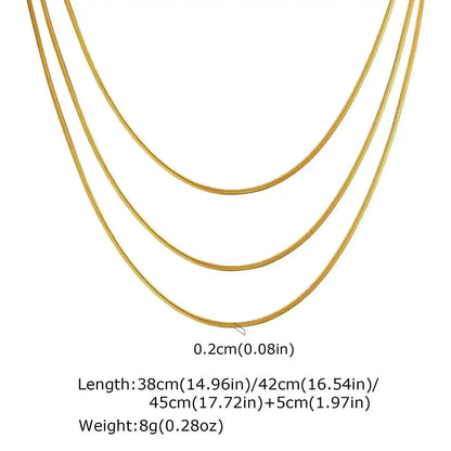 Waterproof Layering Necklaces for Women,stainless Steel Triple Stacked Snake Clavicle Chain Choker Necklaces