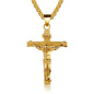 Religious Jesus Cross Stainless Steel Necklace For Men Fashion Gold Silver Color Cross Pendent With Chain Necklace Jewelry Gift