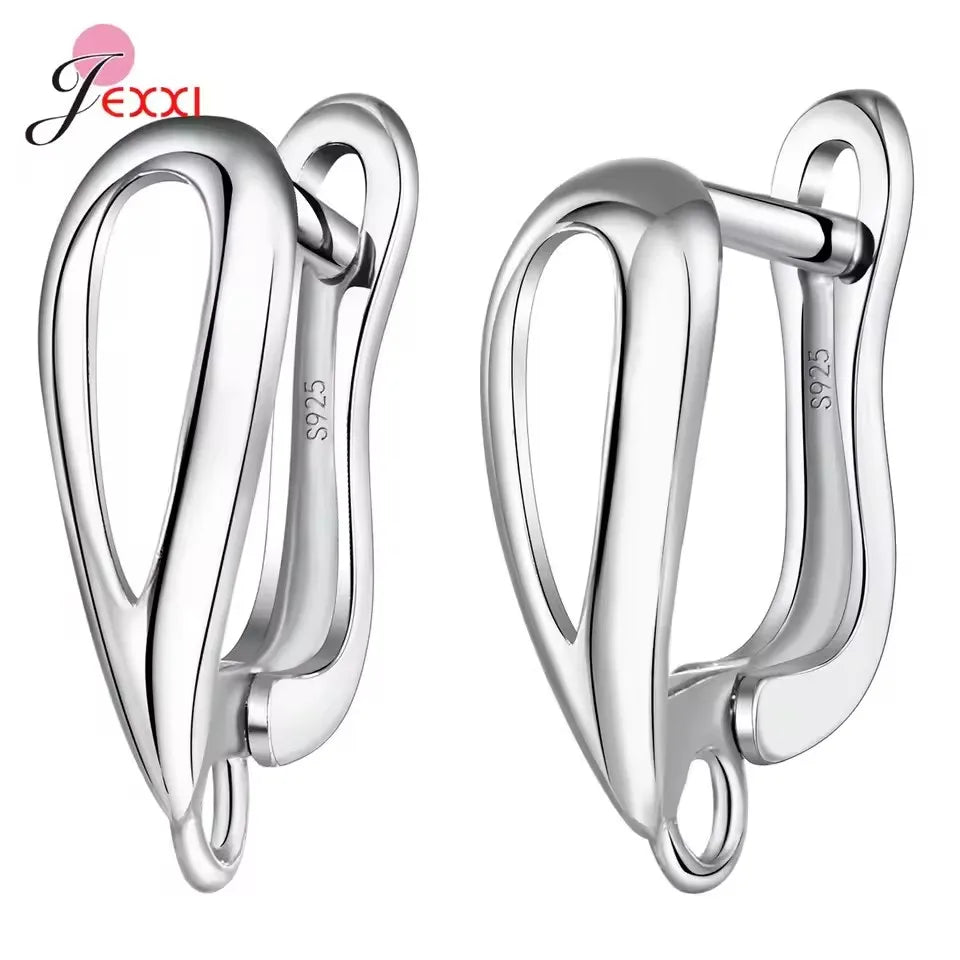 Fashion DIY Cubic Zirconia Earrings Hook Rhinestone 925 Sterling Silver Earring Findings For Handmade Jewelry Accessories