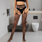 Black Women Fashion Tights Fishnet Stockings Female EroticLingerie Lace Mesh Hollow Out Sexy Stripes Garter  Pantyhos Club Party