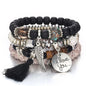 Bohemian Beads Charm Bracelets & Bangles for Women Fashion Love Feather Tassel Bracelet Multilayer Bracelet Femme 2024New