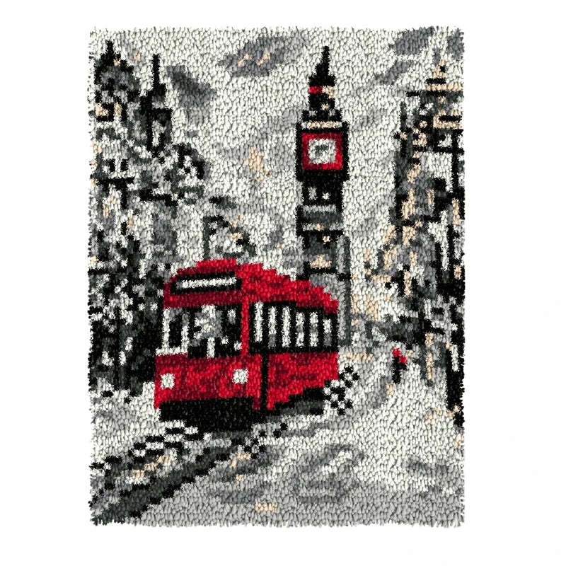 Latch Hook Rug Kit Crochet Carpet DIY Rug Crochet Yarn Kits Fashion Cartoon Pattern Gift Carpet Making Kit for Festival Carpet