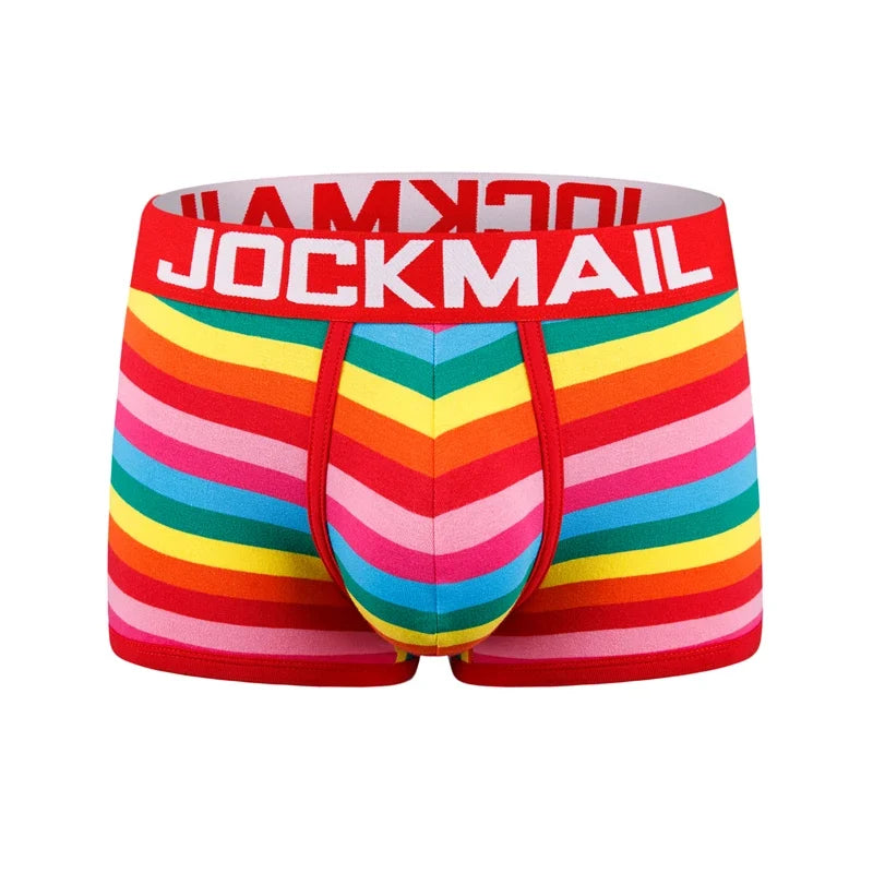 Underwear Men Boxers Shorts Cotton Breathable Cuecas Masculinas Calzoncillos Hombre Slips Underpants Rainbow Stripes Night Wear