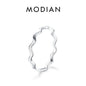 MODIAN 925 Sterling Silver Simple Fashion Stackable Ring Classic Wave Geometric Exquisite Finger Rings For Women Party Jewelry