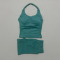 2 Pieces Shorts Yoga Set Women Backless Halter Tops High Waist Seamless Shorts Gym Suit Fitness Sportswear Workout Sets