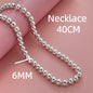 925 Sterling Silver Round Bead Chain Necklace 4/6/8mm Smooth Ball Beads 40-60CM Choker Necklaces for Women Daily Jewelry