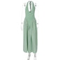 Talenza Backless Deep V Spliced Long Dress Summer Women's Sexy Party Dress Halter New Fashion Slim White Sleeveless Long Dress