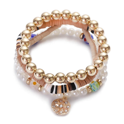 3pcs Boho Bohemian Pink Butterfly Pendant Charm Beads Bracelets Set For Women Stone Wristband Bracelet Bangles Pulseras Feminina