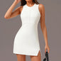 Active Zipper Tennis Dress with Shorts & Padded Support