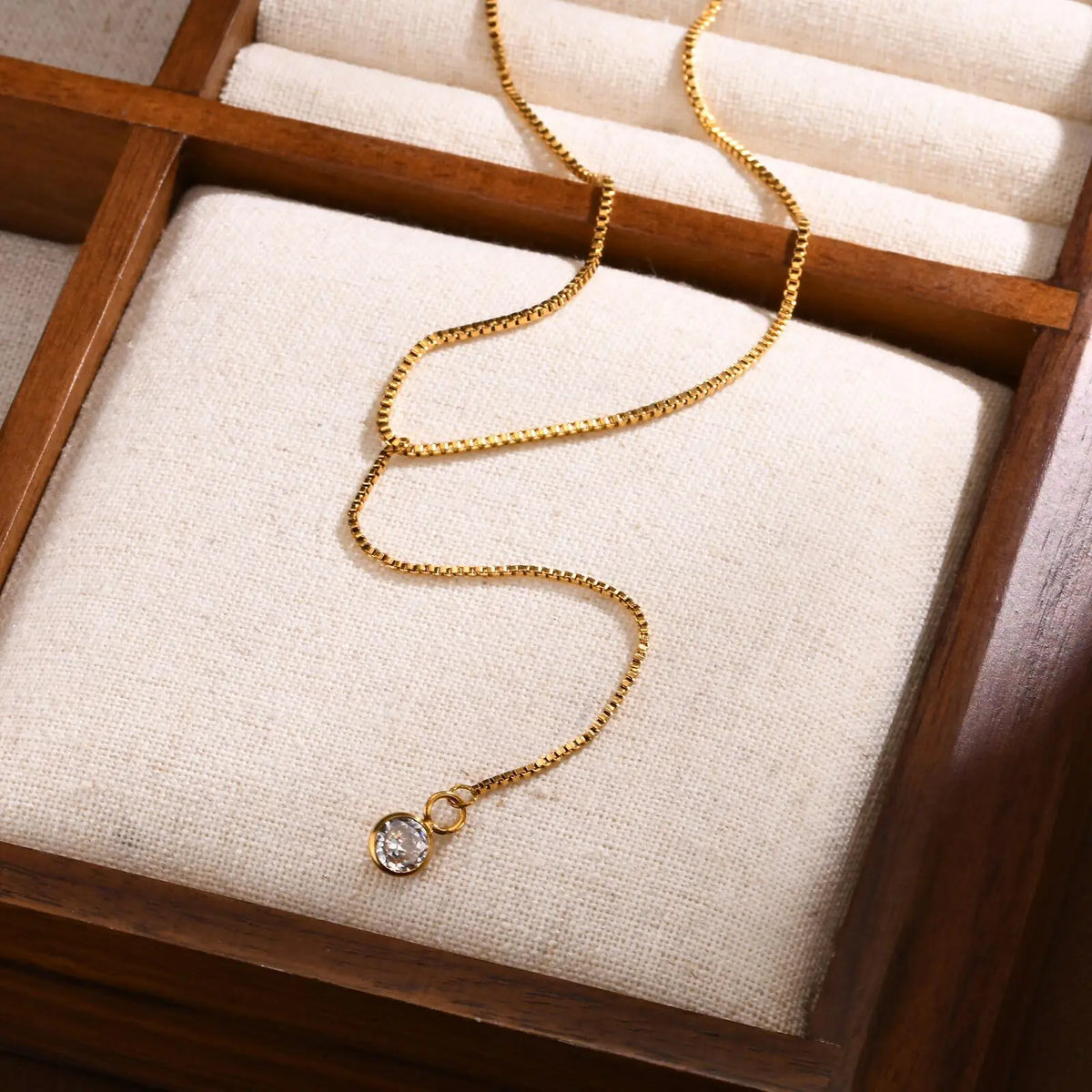 Golden Color Lariat Necklace for Women, Dainty Y Shape Layered Long Necklaces, CZ Drop Necklace Gift