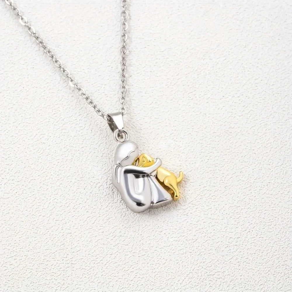 Cute Girl Puppy Pendants Necklaces Fashion Simple Personalized Alloy Women and Dog Necklace Animal Pet Jewelry Accessories Gifts