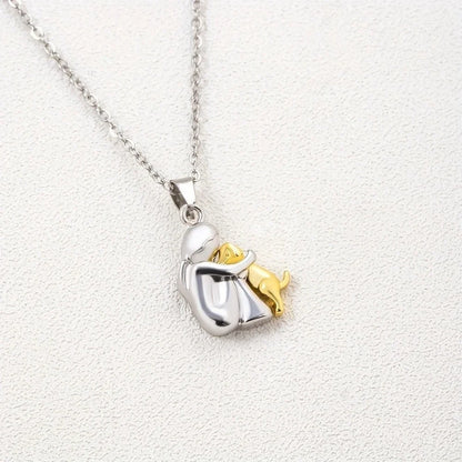 Cute Girl Puppy Pendants Necklaces Fashion Simple Personalized Alloy Women and Dog Necklace Animal Pet Jewelry Accessories Gifts