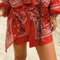 Women's Bandana Print Shorts Top Set Sleeveless Backless Halter Crop Tops Matching Mini Shorts Summer Beach Vacation Lady Outfit