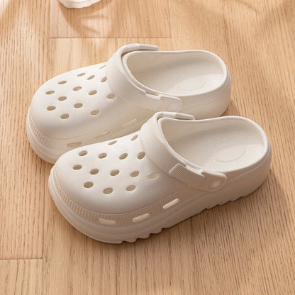 Women and Men's Hole Shoes Summer Non-Slip Outdoor Sandals Closed Toe Shit Feeling Beach Slippers Thick Bottom Soft Bottom