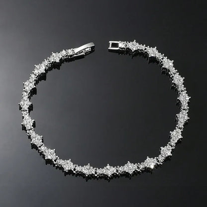 Round Stone Star Cubic Zirconia Bracelet Hip-Hop Jewelry For Men Shiny Elegant Fashion Accessory Classic  Gift For Birthday