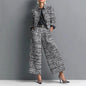 Fashionable Commuter Women's Suit Casual Solid Color Lapel Cardigan Short Jacket Paired With Loose Wide-leg Pants Two-piece Set
