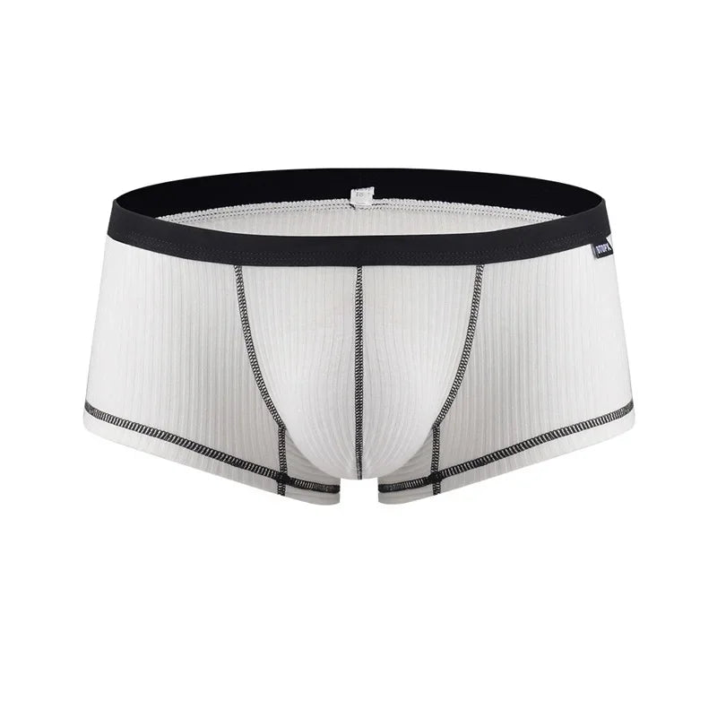 Men's Underwear Personalized Design Low Waist Boxers Pack Breathable Single Layer U Convex Pouch Boxershorts Men