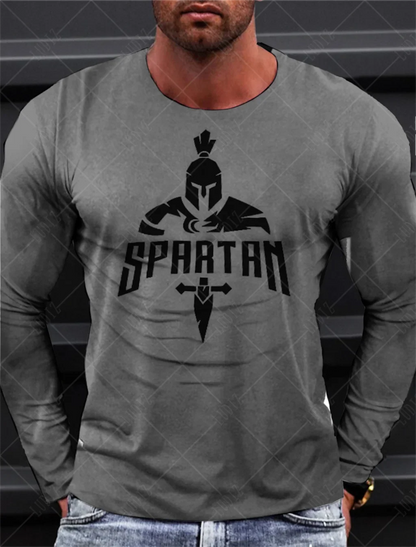 Sparta Vintage Graphic Men's Long Sleeve T-shirt for Men Clothing Casual Tops Tee Fashion 3D Full Printing Tshirt Streetwear