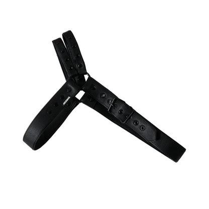 Men's Leather Tri Harness Chest Armor Buckles Adjustable Size Jockstrap Gay Costume.Adjustable Left and Right Shoulders