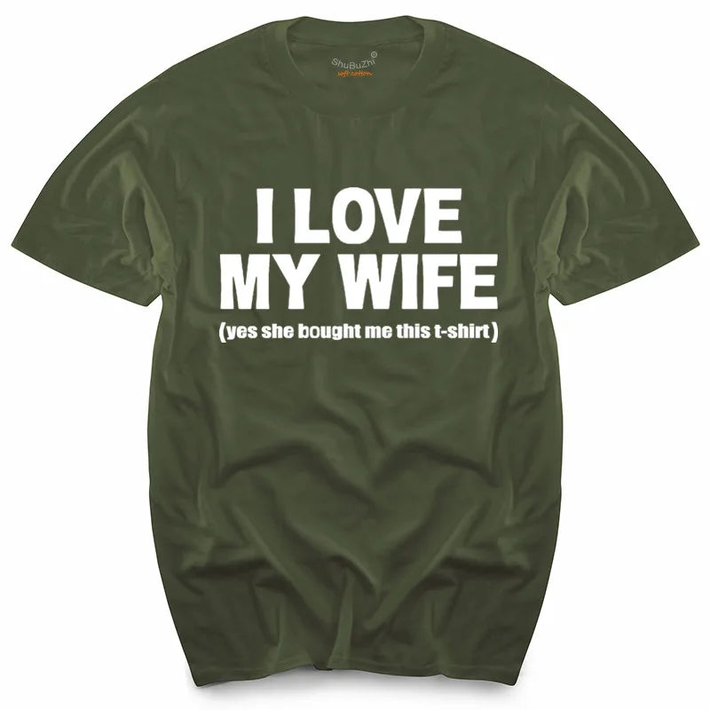 I LOVE MY WIFE FUNNY PRINTED MENS T SHIRT HUSBAND DAD GIFT IDEA NOVELTY WEDDING men's top tees
