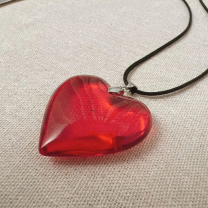 Y2k Red Heart Necklace for Women Fashion Big Hearts Pendants Necklaces Rope Chain Girls Gift Gothic Jewelry Accessories