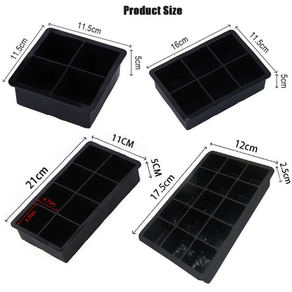 4/6/8/15 Grid Big Ice Tray Mold Giant Jumbo Large Food Grade Silicone Ice Cube Square Tray Mold DIY Ice Maker Ice Cube Tray