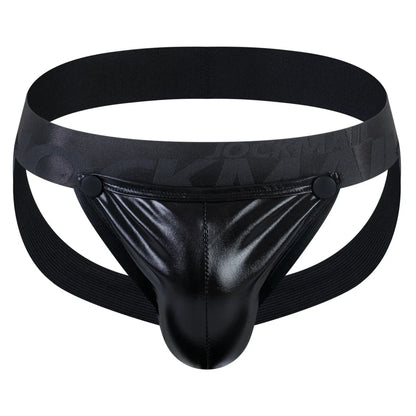 Men's Jockstraps Underwear Jock with Removable Codpiece 'Big Bulge' PU Men Sexy G String Thong Penis Pouch Strap Harness