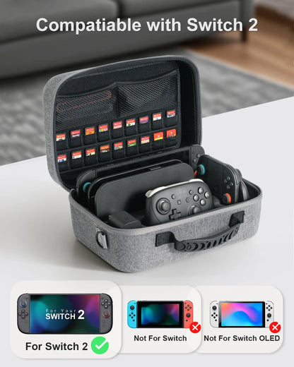 Switch 2 Travel Case Portable Storage Bag All-in-One Carrying Case Hard Shell Bag for Nintendo Switch 2 Console Game Accessories