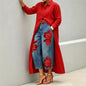 Women's Print High Waist Jeans And Shirts Dress  Loose Wide Leg Denim Pants Casual Trendy Trousers And Maxi Dress Women Clothing