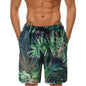 Men's Leaf Printed Pattern Fashion Shorts Boys Summer Cool Hawaii 3D Printed Casual Swim Trunks Drawstring Surfboard Shorts